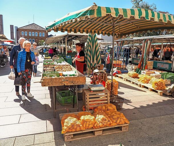 Der Rathaushof dient dem Wochenmarkt als Ausweichquartier, wenn der Marktplatz belegt ist. Damit sind nicht alle Marktbeschicker zufrieden