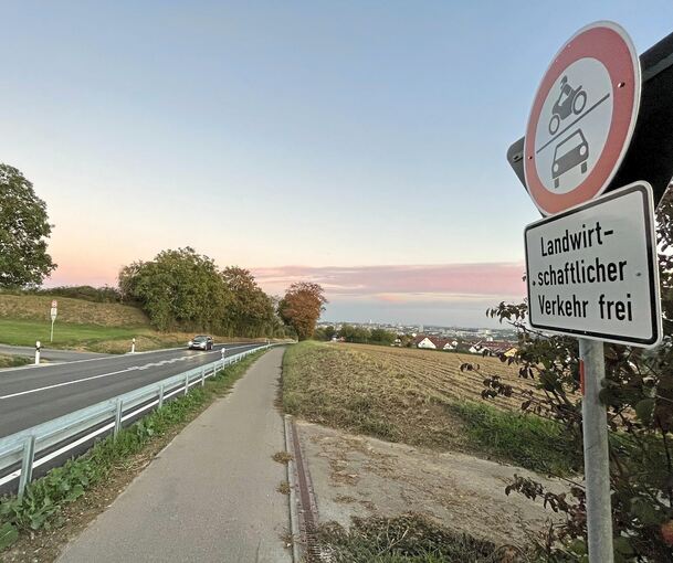 Durch die neue Leitplanke ist die Zufahrt von diesem Wirtschaftsweg auf die L1107 und auf den gegenüber nicht mehr möglich.