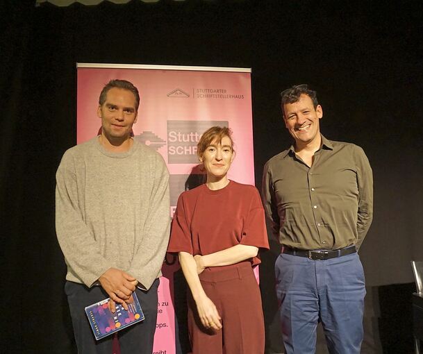 Nora Bossong und Simon Strauß (links) im Gespräch mit Moritz Heger.