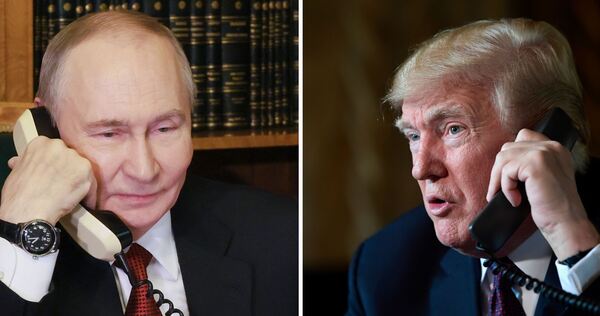 Donald Trump und Wladimir Putin telefonieren. Donald Trump und Wladimir Putin telefonieren.