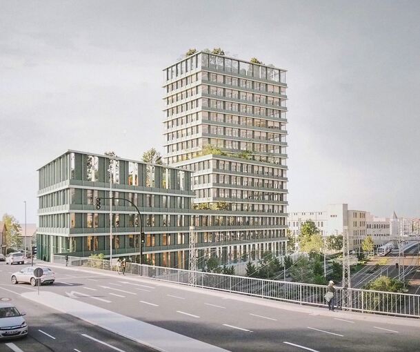 Bei einem Architektenwettbewerb mit 20 teilnehmenden Büros hatte sich der Entwurf von KSP Engel aus Frankfurt und Kübert-Landschaftsarchitektur aus München durchgesetzt.
