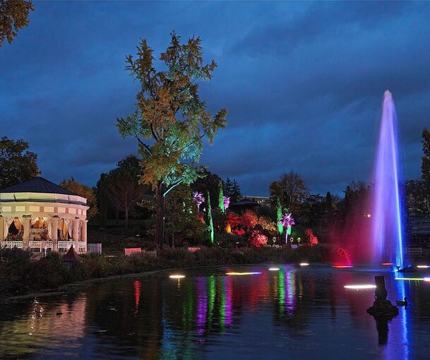 Dieses Wochenende starten die leuchtenden Traumpfade im Blühenden Barock. Dieses Wochenende starten die leuchtenden Traumpfade im Blühenden Barock.