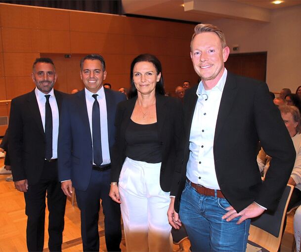 Die Kandidatenriege um das Bürgermeisteramt in Vaihingen (von links): Matthias Hirn, Jörg Repple, Katharina Mirhadi, Sebastian Mannl. Hirn machte das Rennen im zweiten Wahlgang.