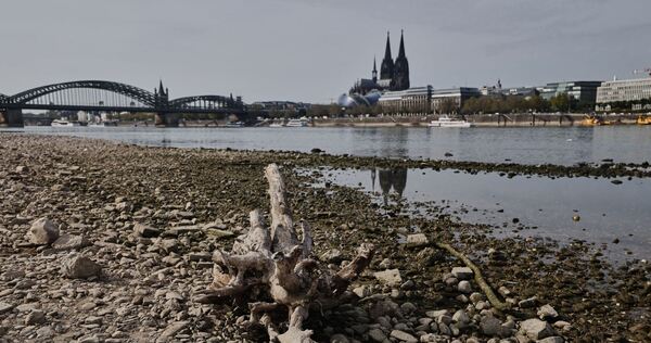 Niedrigwasser am Rhein in Köln